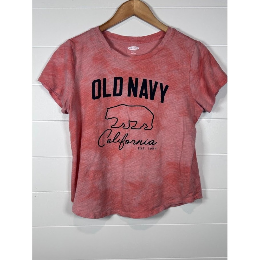 Old‎ Navy California Bear Graphic T-Shirt Tie Dye Pink Womens Medium